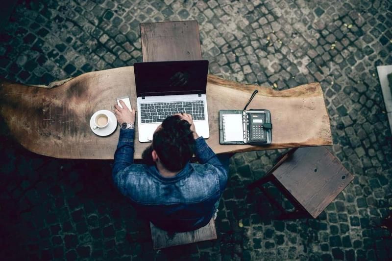 Person working on a laptop