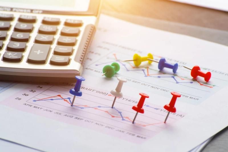 Pins in a business chart