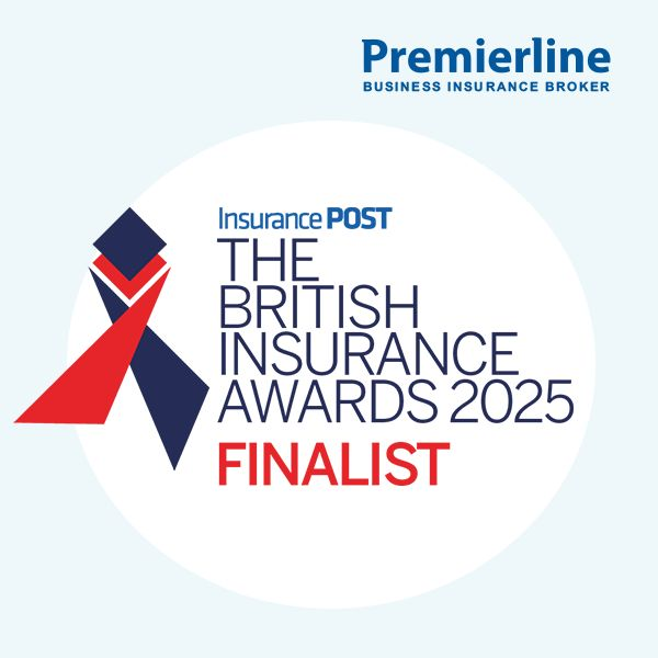 A graphic showing Premierline as a Finalist at The British Insurance Awards 2025.