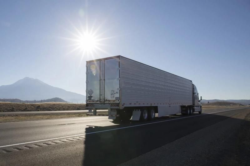 Truck driving on a highway