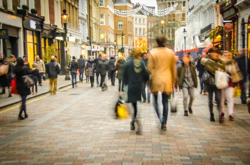 Crowded UK high street